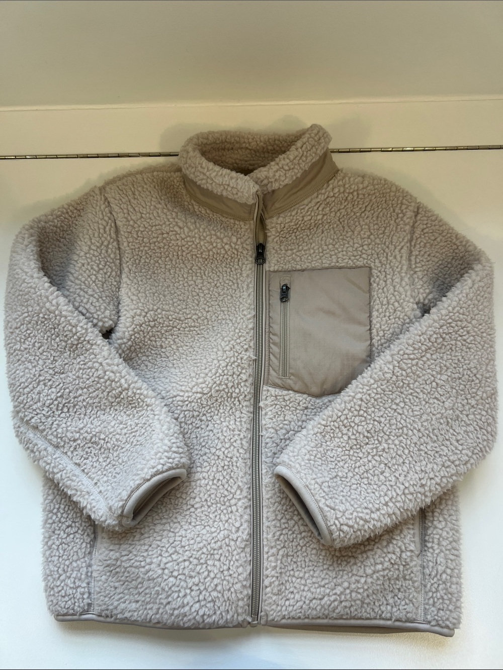 Uniqlo Kids Sherpa Puffer Jacket in Light Beige